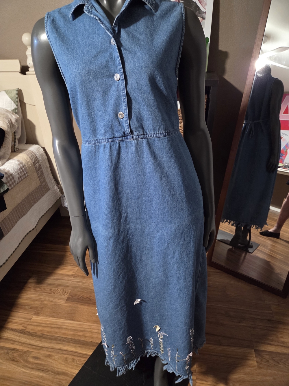 Tantrums Sleeveless Denim Midi Dress in Blue